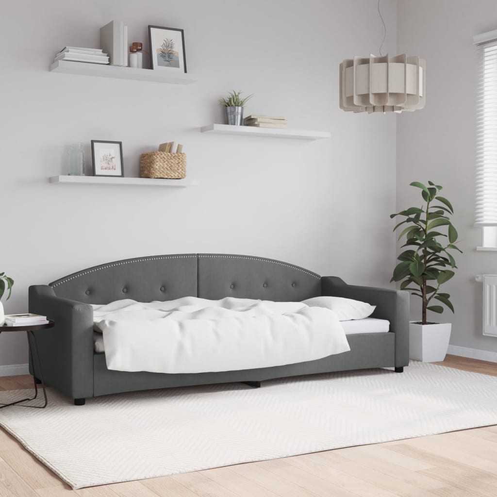 vidaXL Sofa z funkcją spania, ciemnoszara, 80x200 cm, obita tkaniną