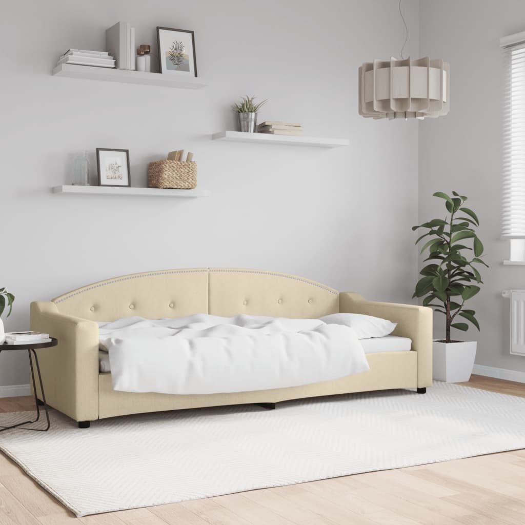 vidaXL Sofa z funkcją spania, kremowa, 80x200 cm, obita tkaniną
