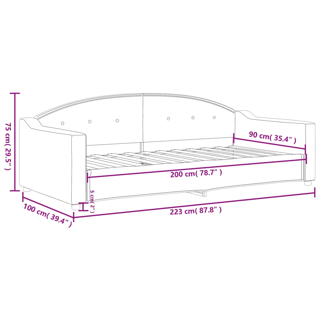 vidaXL Sofa z funkcją spania, jasnoszara, 90x200 cm, obita tkaniną