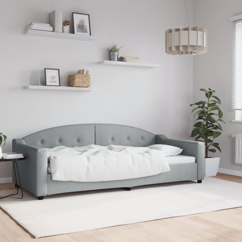 vidaXL Sofa z funkcją spania, jasnoszara, 90x200 cm, obita tkaniną