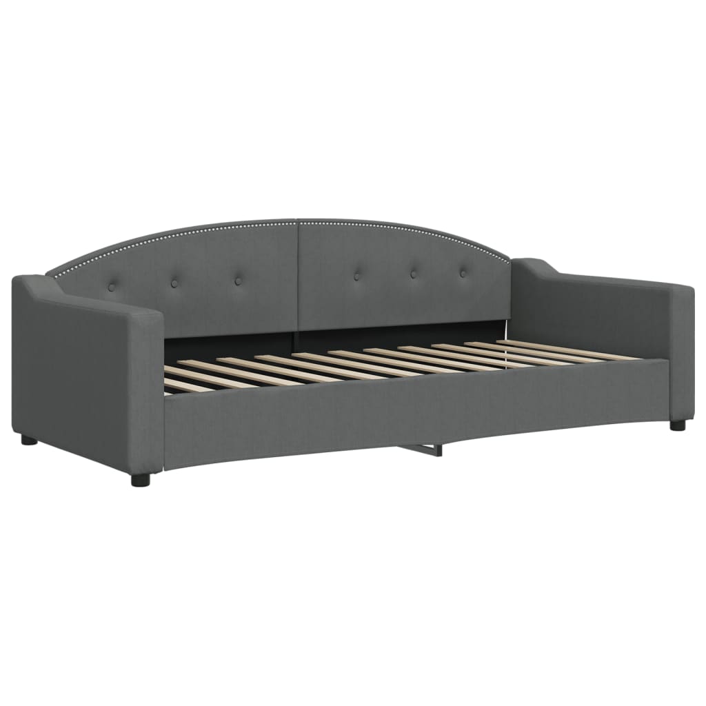 vidaXL Sofa z funkcją spania, ciemnoszara, 90x200 cm, obita tkaniną