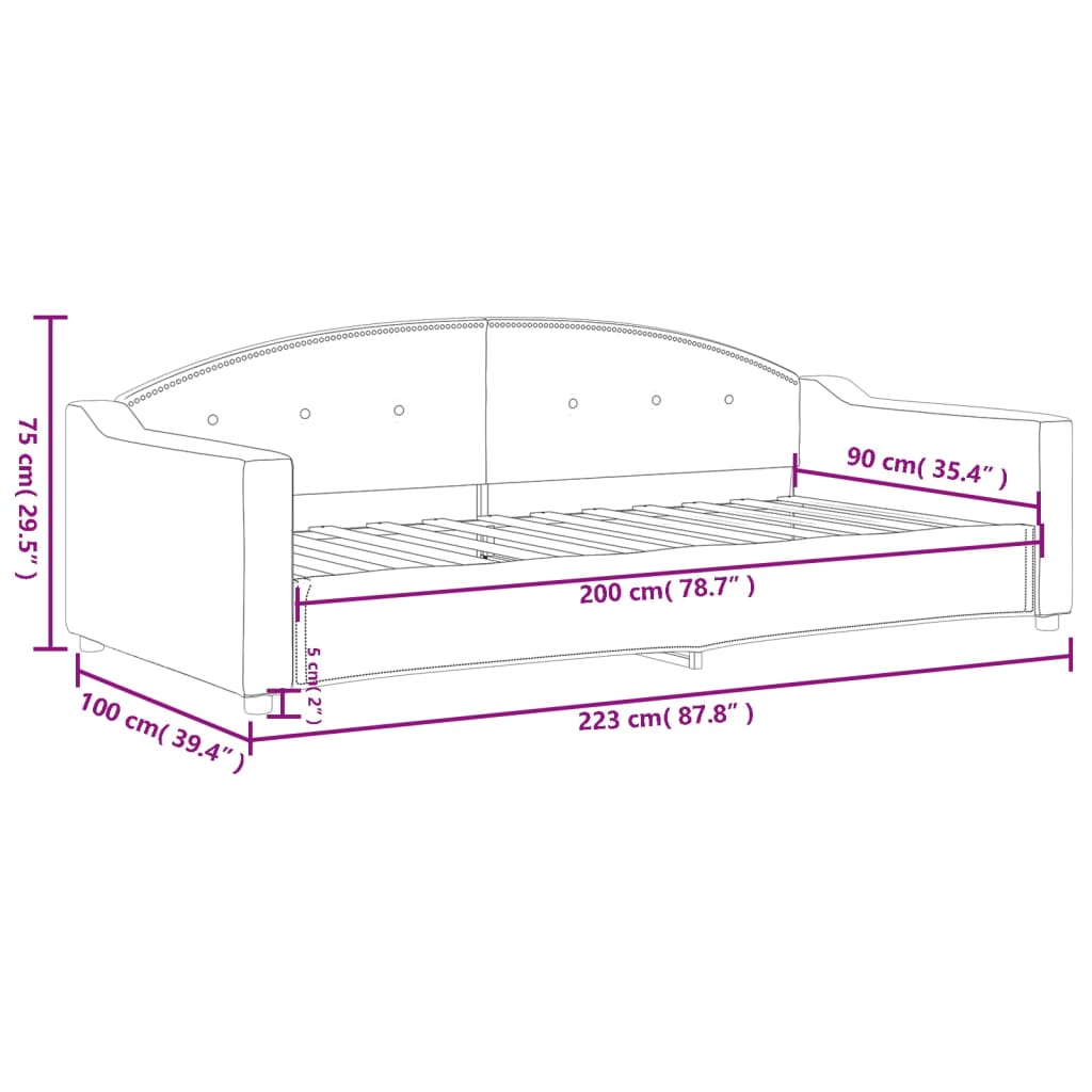 vidaXL Sofa z funkcją spania, ciemnoszara, 90x200 cm, obita tkaniną