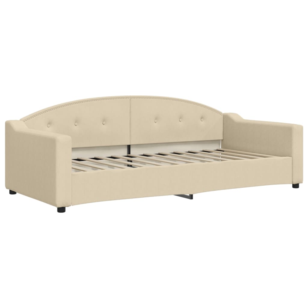 vidaXL Sofa z funkcją spania, kremowe, 90x200 cm, obita tkaniną