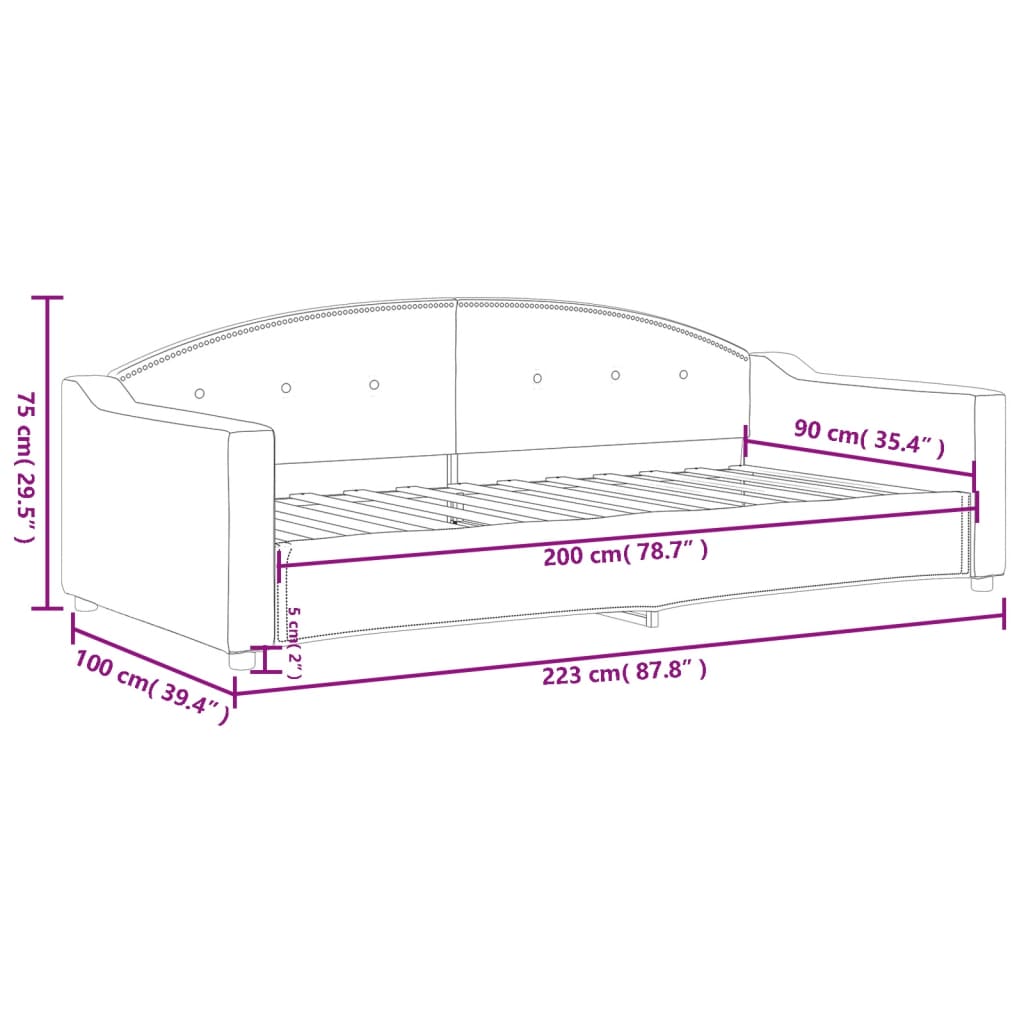 vidaXL Sofa z funkcją spania, kremowe, 90x200 cm, obita tkaniną