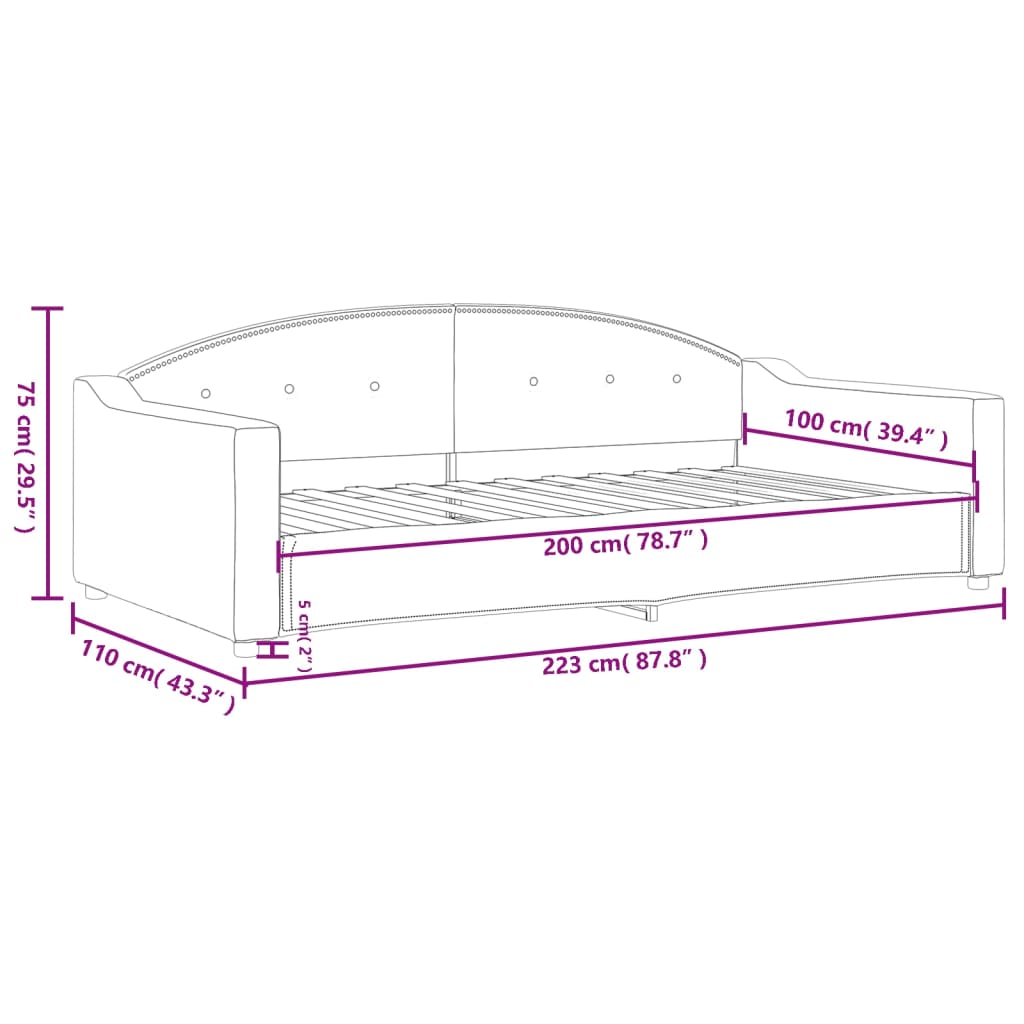 vidaXL Sofa z funkcją spania, jasnoszara, 100x200 cm, obita tkaniną
