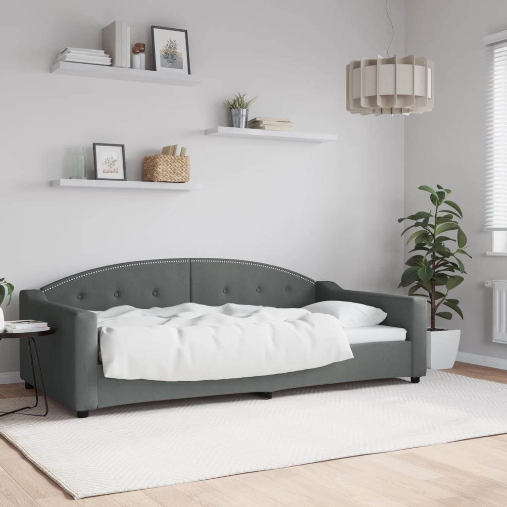 vidaXL Sofa z funkcją spania, ciemnoszara, 100x200 cm, obita tkaniną