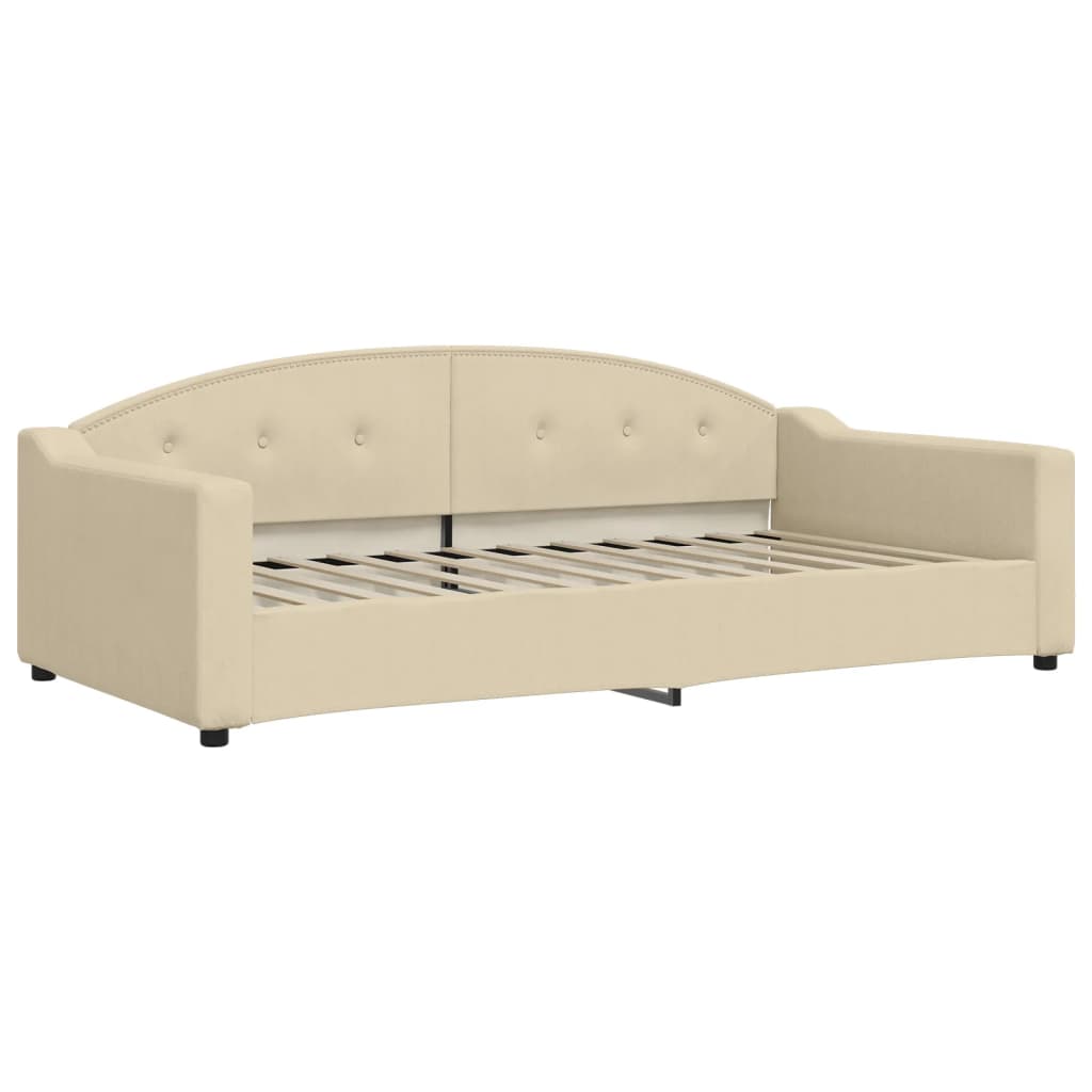 vidaXL Sofa z funkcją spania, kremowa, 100x200 cm, obita tkaniną
