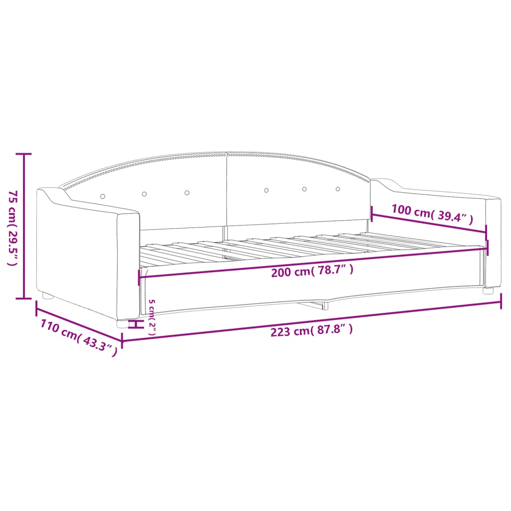 vidaXL Sofa z funkcją spania, kremowa, 100x200 cm, obita tkaniną