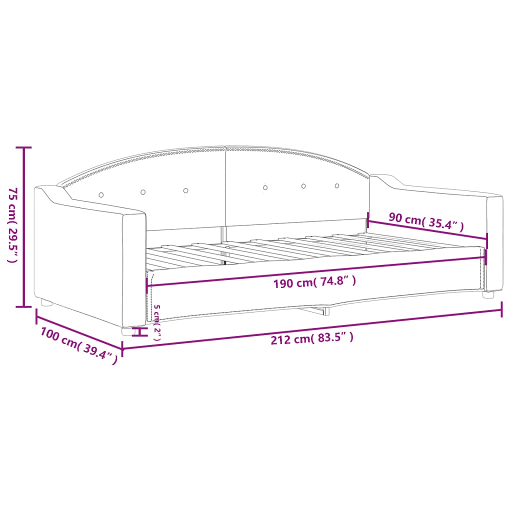 vidaXL Sofa z funkcją spania, jasnoszara, 90x190 cm, obita tkaniną
