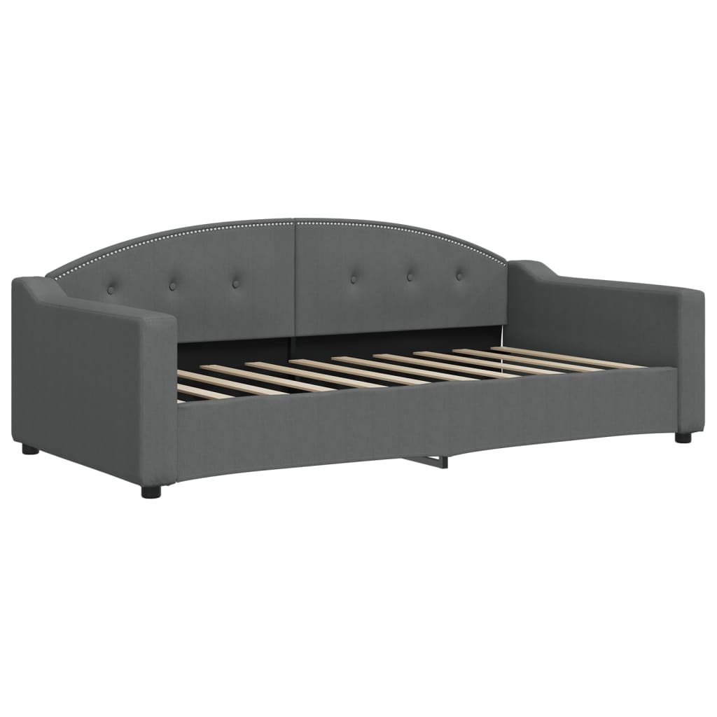 vidaXL Sofa z funkcją spania, ciemnoszara, 90x190 cm, obita tkaniną