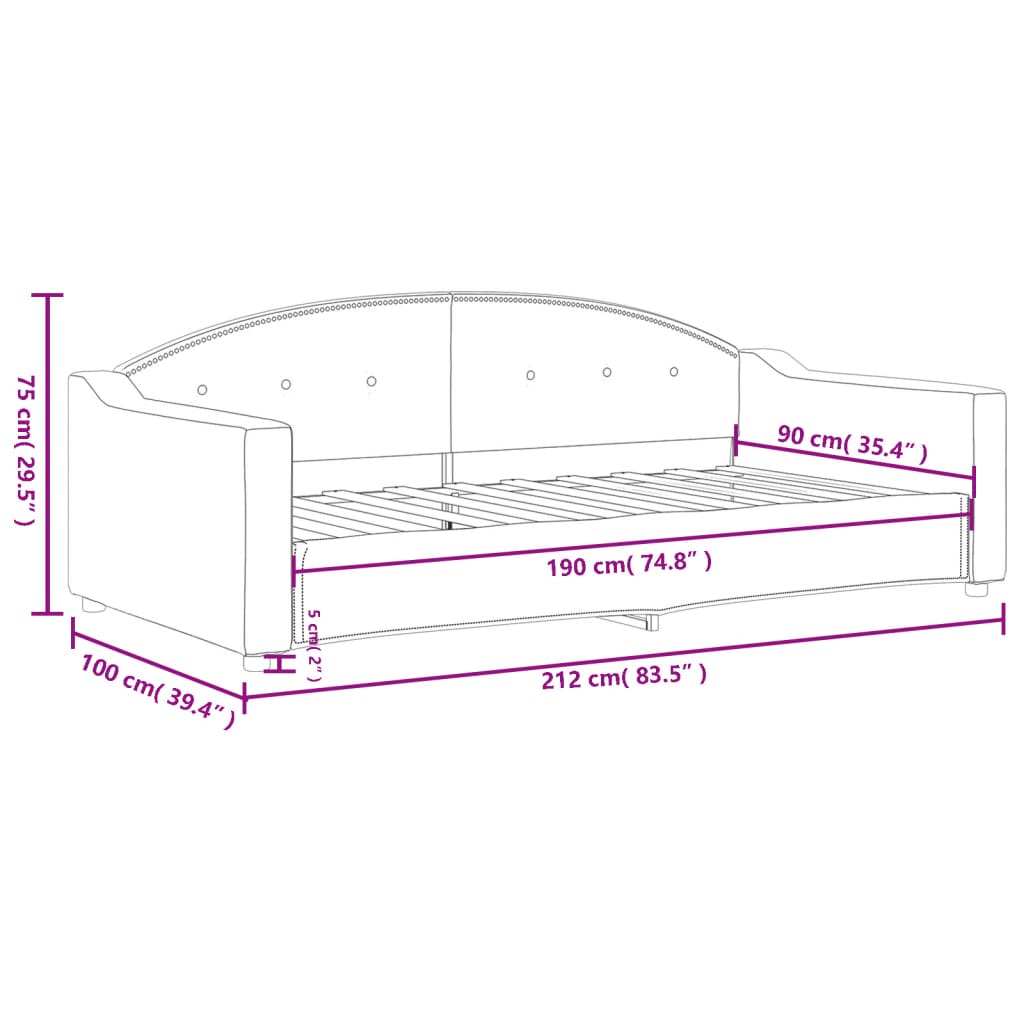 vidaXL Sofa z funkcją spania, czarna, 90x190 cm, obita tkaniną