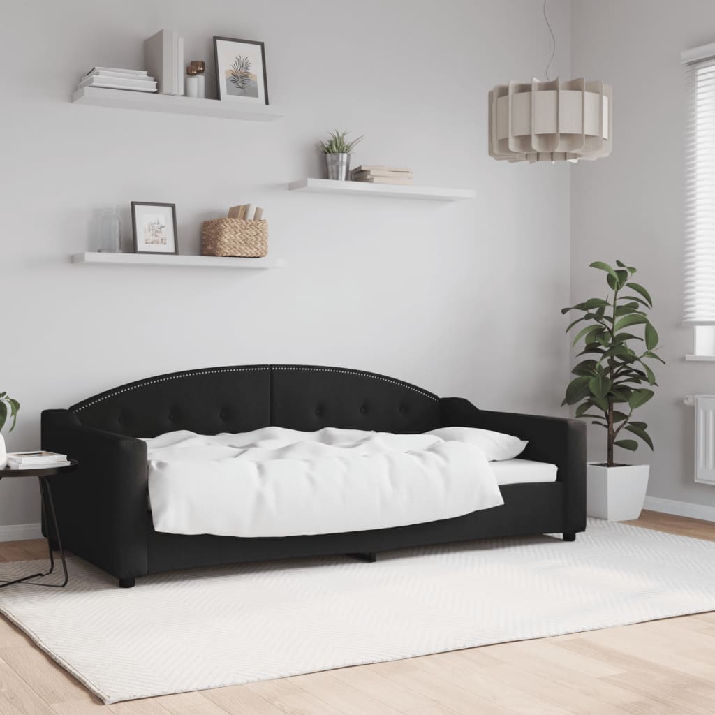 vidaXL Sofa z funkcją spania, czarna, 90x190 cm, obita tkaniną