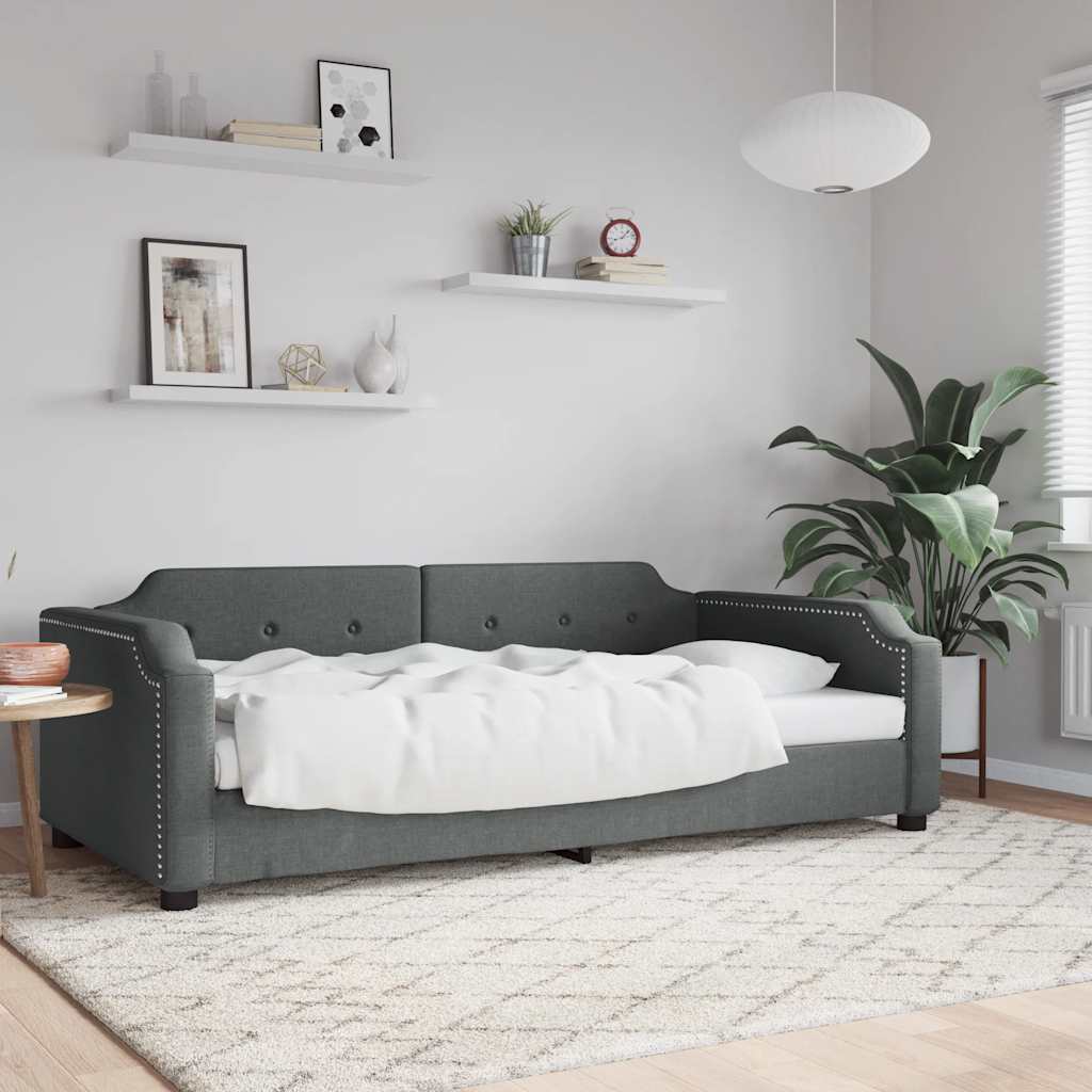 vidaXL Sofa z funkcją spania, ciemnoszara, 80x200 cm, obita tkaniną