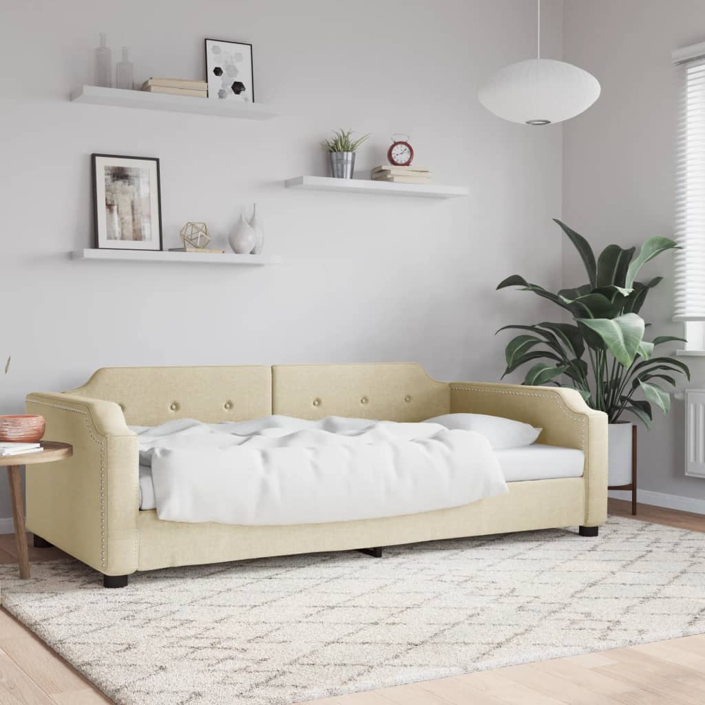 vidaXL Sofa z funkcją spania, kremowa, 80x200 cm, obita tkaniną