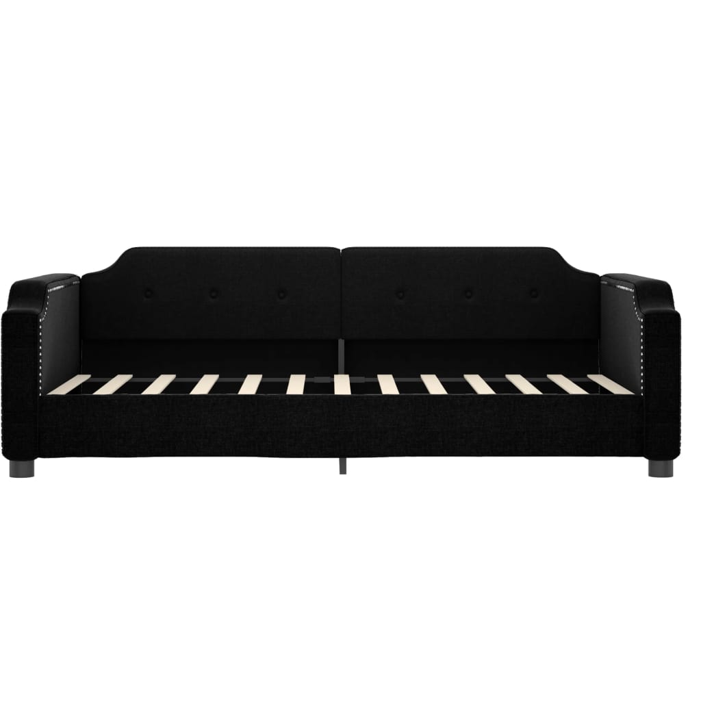 vidaXL Sofa z funkcją spania, czarna, 90x200 cm, obita tkaniną