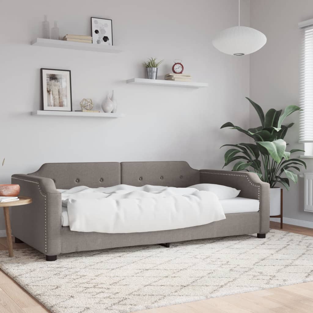 vidaXL Sofa z funkcją spania, kolor taupe, 90x200 cm, obita tkaniną