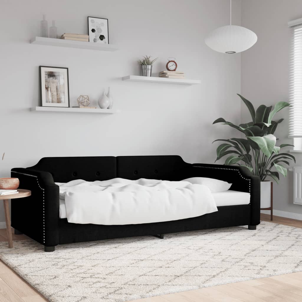vidaXL Sofa z funkcją spania, czarna, 100x200 cm, obita tkaniną