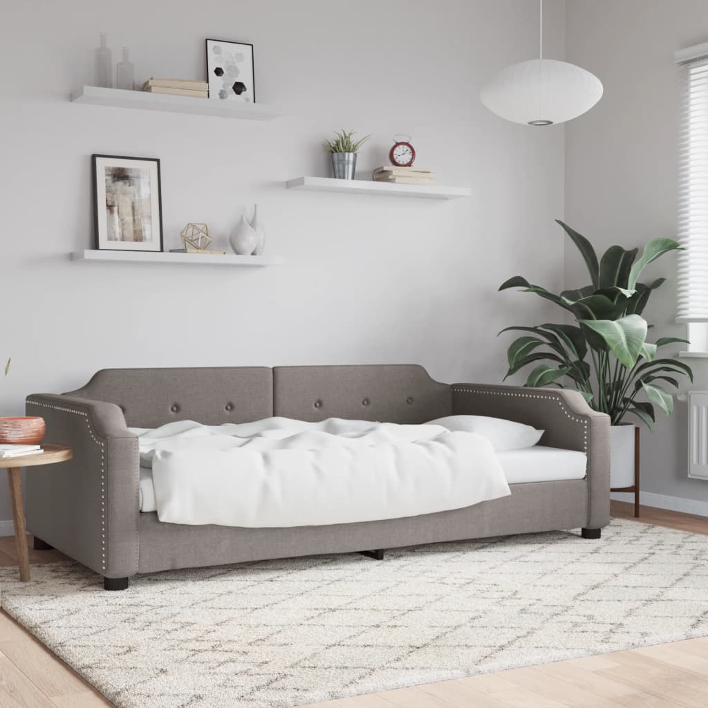 vidaXL Sofa z funkcją spania, kolor taupe, 100x200 cm, obita tkaniną