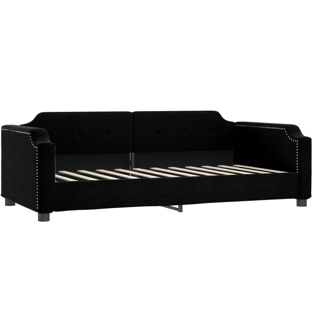 vidaXL Sofa z funkcją spania, czarna, 90x190 cm, obita tkaniną