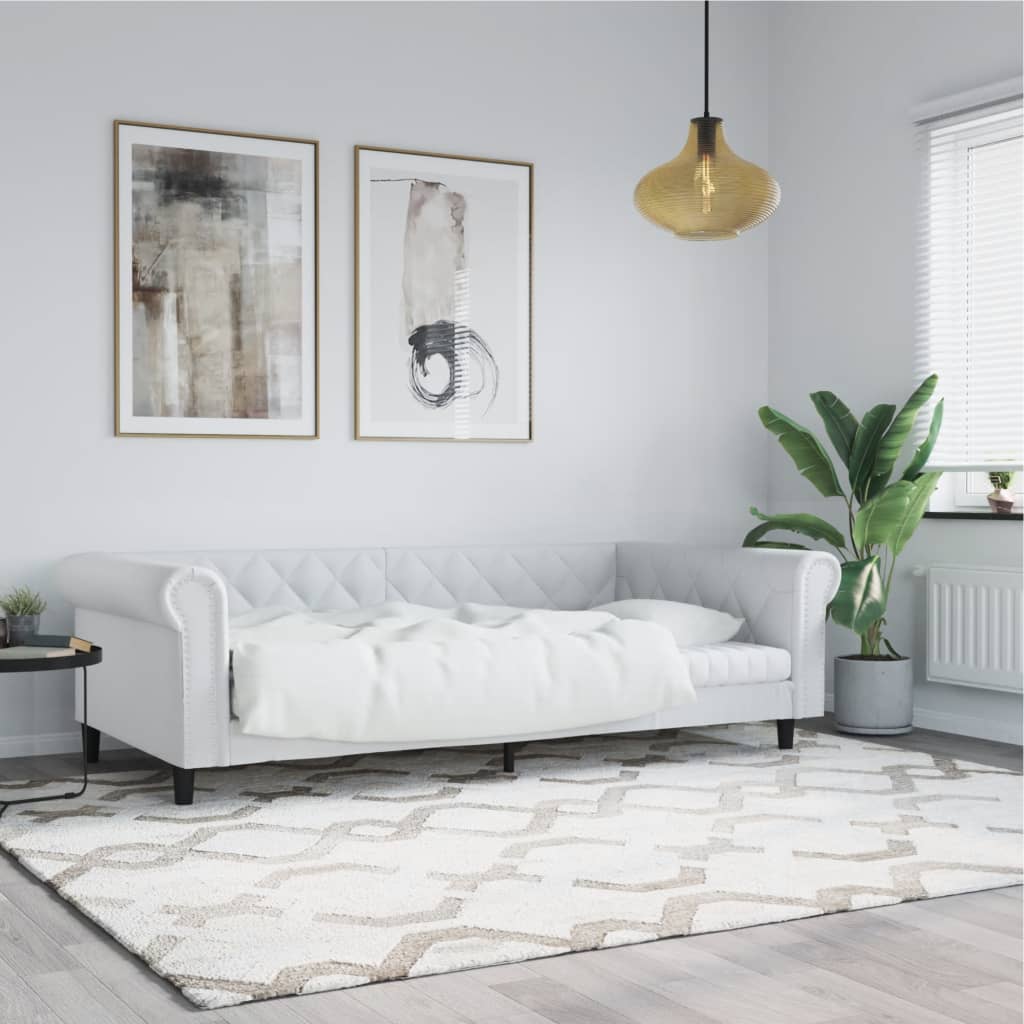 vidaXL Sofa z funkcją spania, biała, 90x200 cm, obita sztuczną skórą