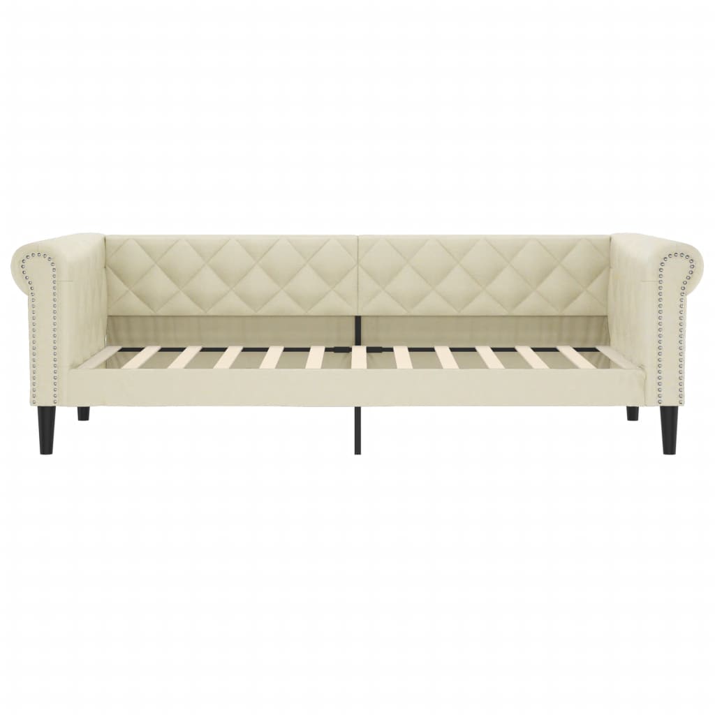 vidaXL Sofa z funkcją spania, kremowa, 90x200 cm, sztuczna skóra