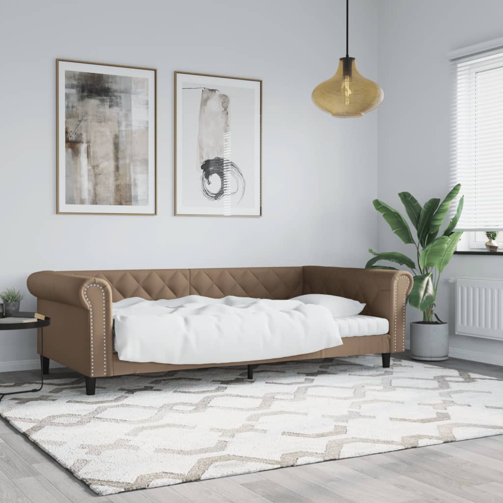 vidaXL Sofa z funkcją spania, cappuccino, 100x200 cm, sztuczna skóra
