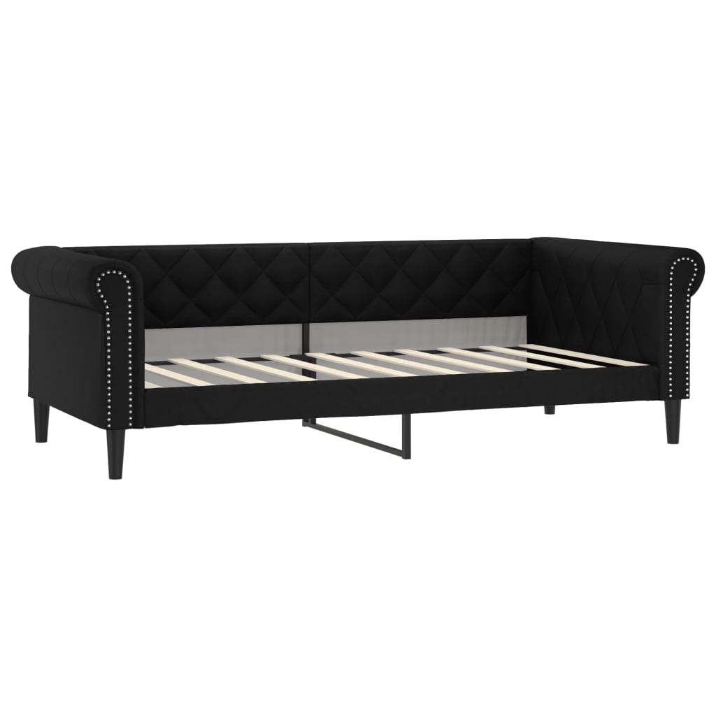 vidaXL Sofa z funkcją spania, czarna, 90x190 cm, sztuczna skóra
