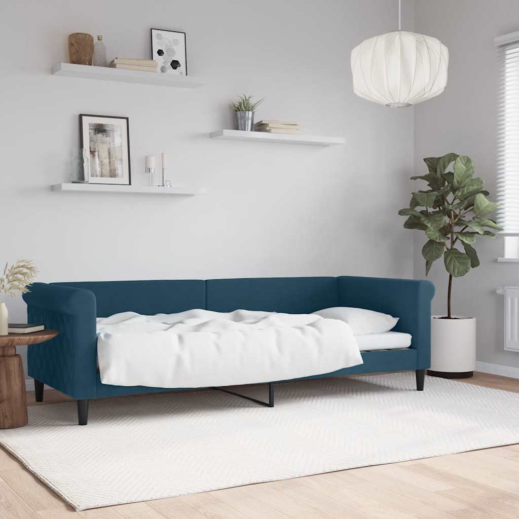 vidaXL Łóżko dzienne, niebieskie, 80x200 cm, obite aksamitem
