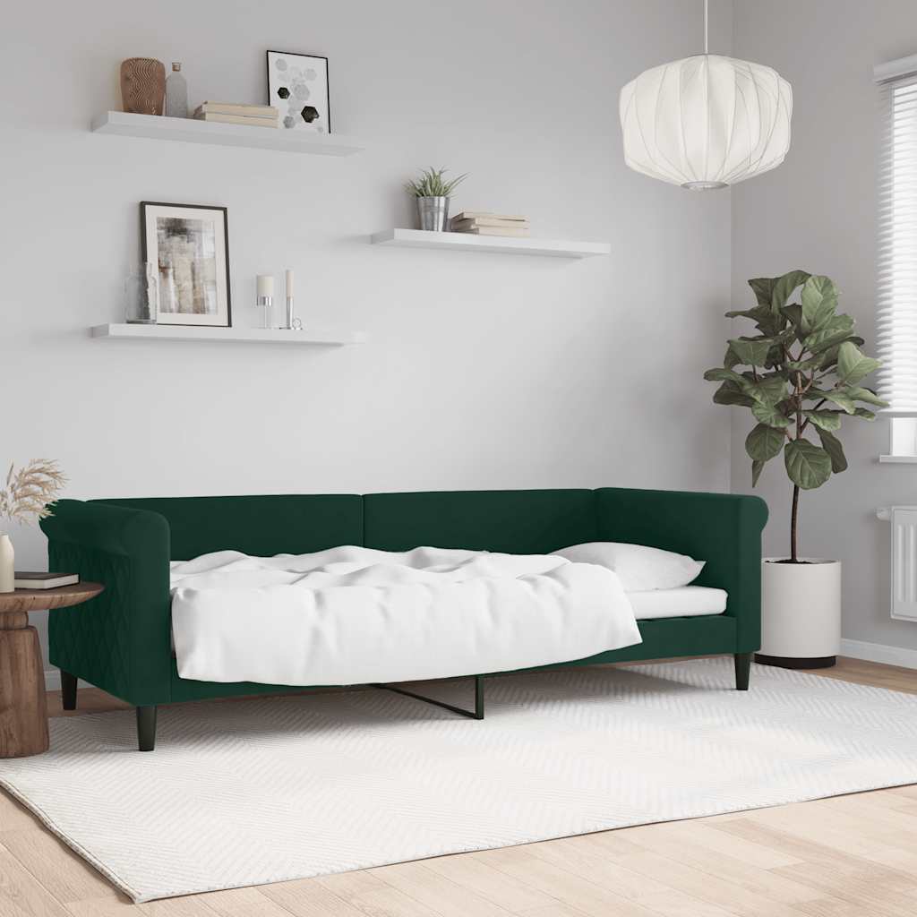 vidaXL Łóżko dzienne, ciemnozielone, 80x200 cm, obite aksamitem