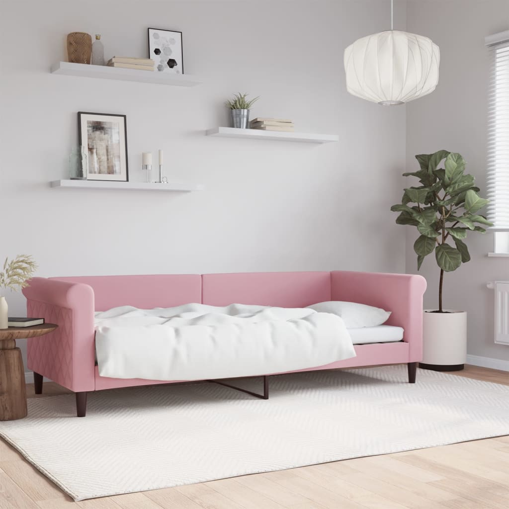 vidaXL Łóżko dzienne, różowe, 80x200 cm, obite aksamitem