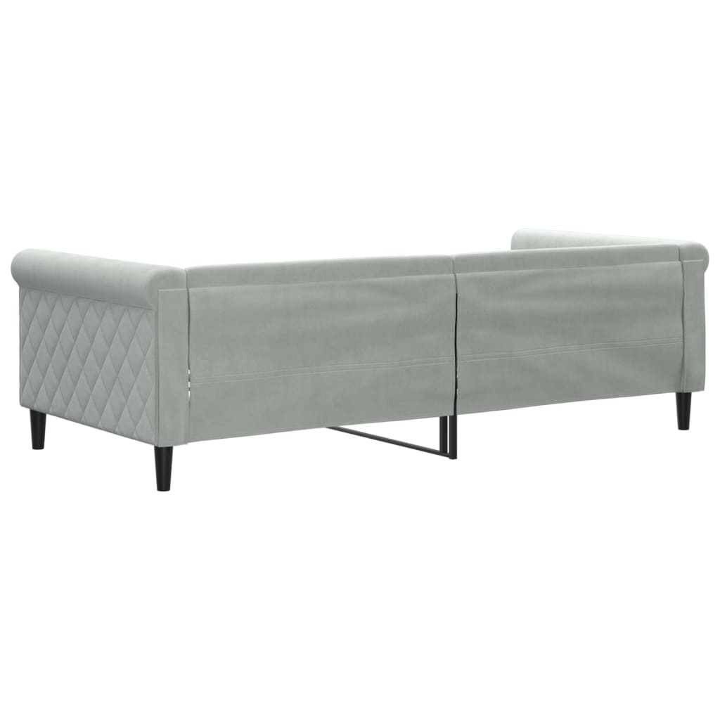 vidaXL Łóżko dzienne, jasnoszare, 90x200 cm, obite aksamitem
