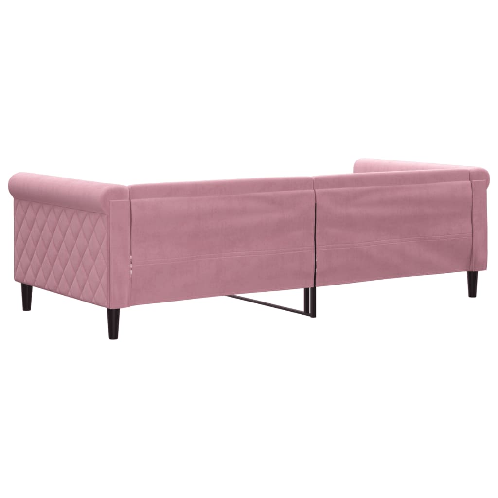 vidaXL Łóżko dzienne, różowe, 90x200 cm, obite aksamitem