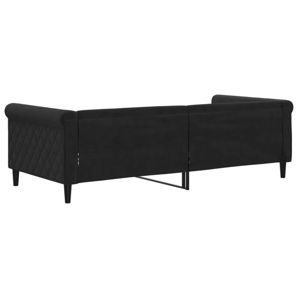 vidaXL Łóżko dzienne, czarne, 90x200 cm, obite aksamitem