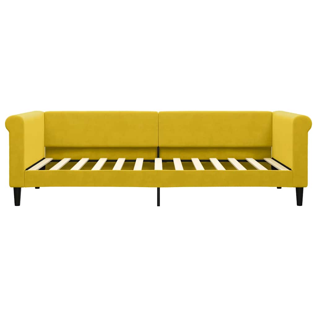 vidaXL Łóżko dzienne, żółte, 90x200 cm, obite aksamitem
