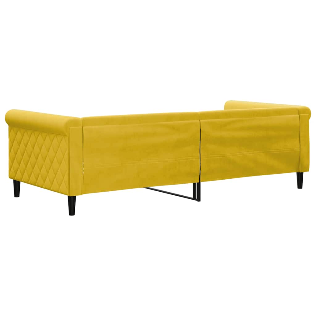 vidaXL Łóżko dzienne, żółte, 90x200 cm, obite aksamitem