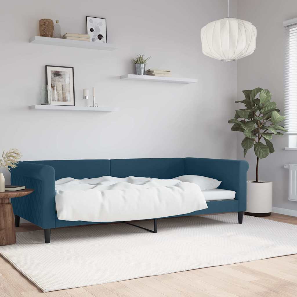 vidaXL Sofa z funkcją spania, niebieska, 100x200 cm, obita aksamitem