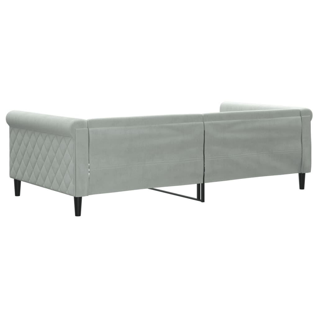 vidaXL Łóżko dzienne, jasnoszare, 100x200 cm, obite aksamitem