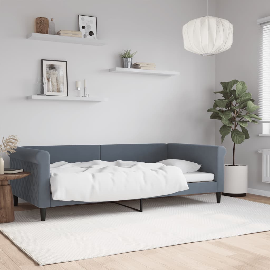 vidaXL Sofa z funkcją spania, ciemnoszara, 100x200 cm, aksamit