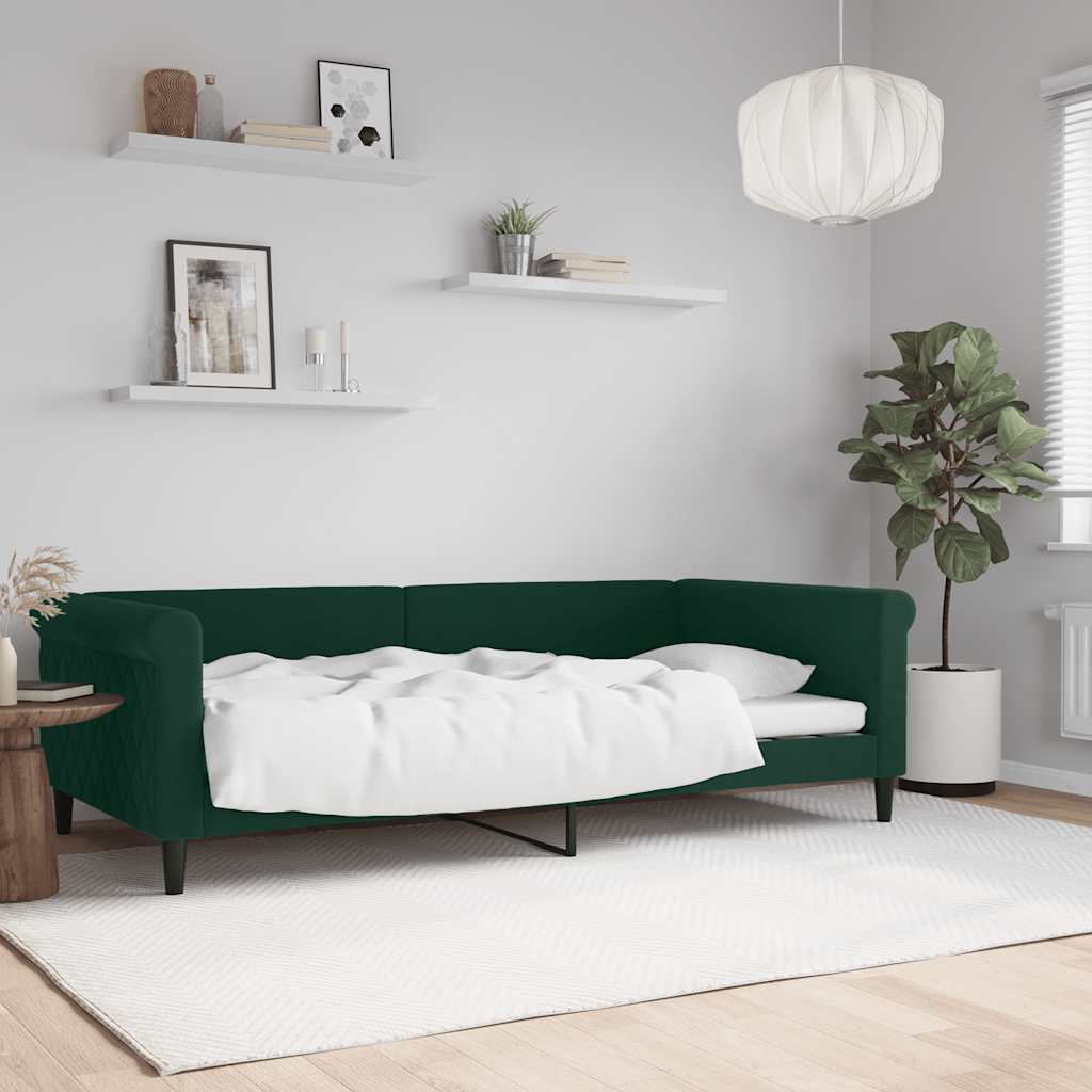 vidaXL Sofa z funkcją spania, ciemnozielona, 100x200 cm, aksamitna