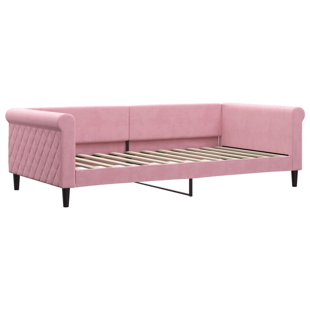 vidaXL Sofa z funkcją spania, różowa, 100x200 cm, obita aksamitem