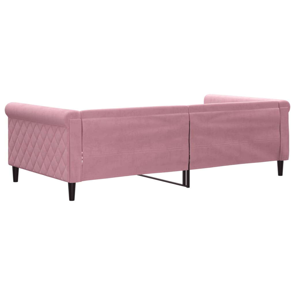 vidaXL Sofa z funkcją spania, różowa, 100x200 cm, obita aksamitem