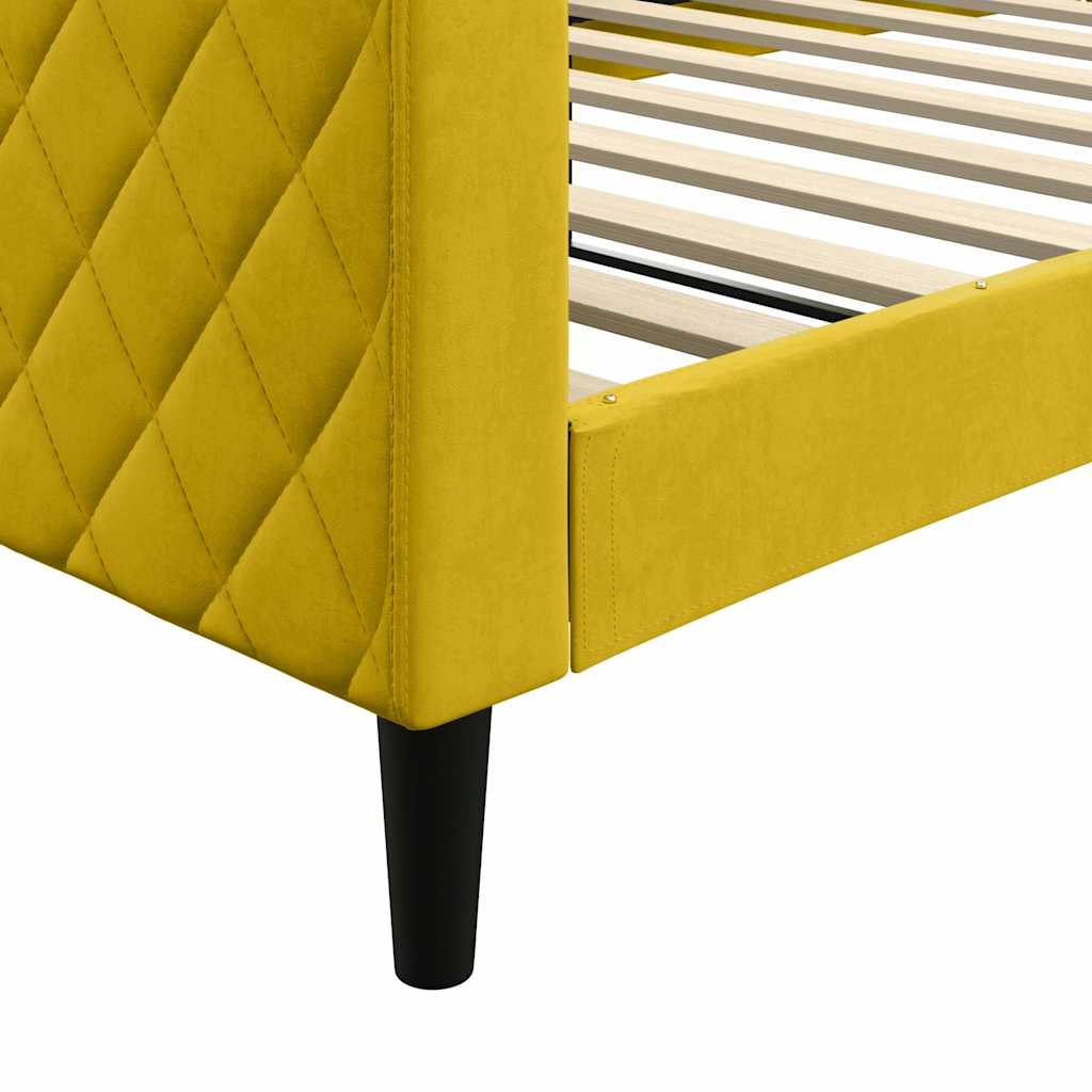 vidaXL Sofa z funkcją spania, żółta, 100x200 cm, obita aksamitem
