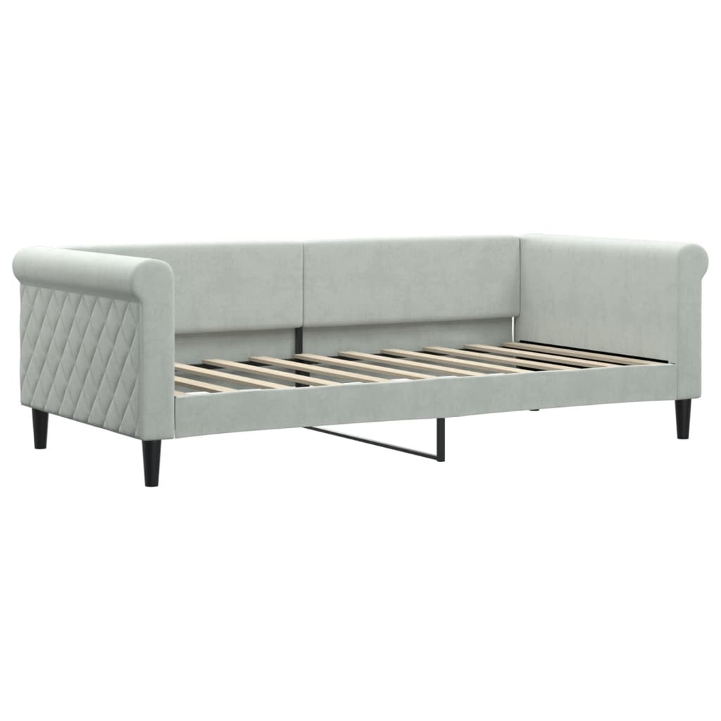 vidaXL Sofa z funkcją spania, jasnoszara, 90x190 cm, obita aksamitem