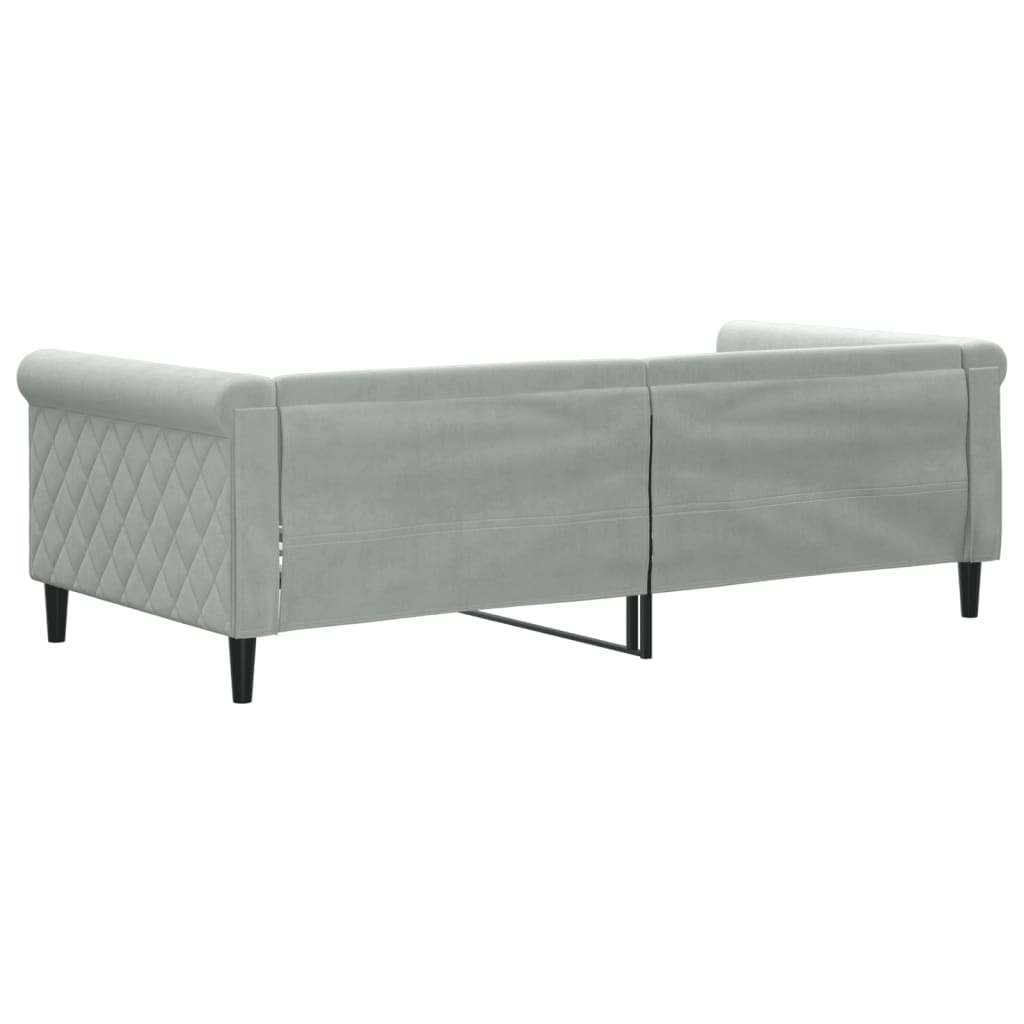 vidaXL Sofa z funkcją spania, jasnoszara, 90x190 cm, obita aksamitem