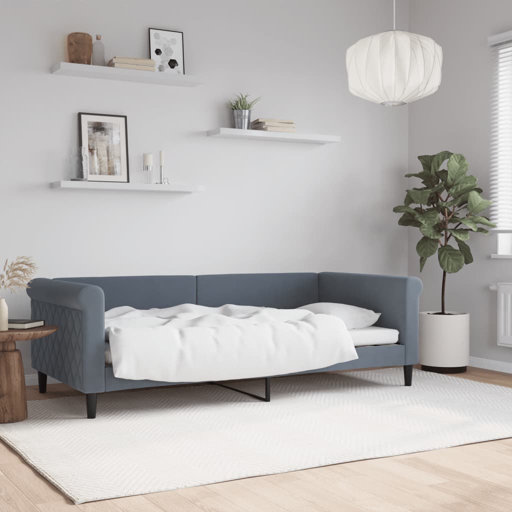 vidaXL Sofa z funkcją spania, ciemnoszara, 90x190 cm, aksamit