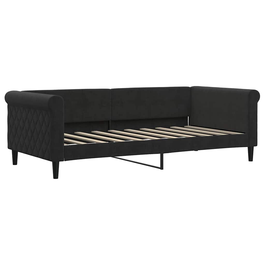 vidaXL Łóżko dzienne, czarne, 90x190 cm, obite aksamitem