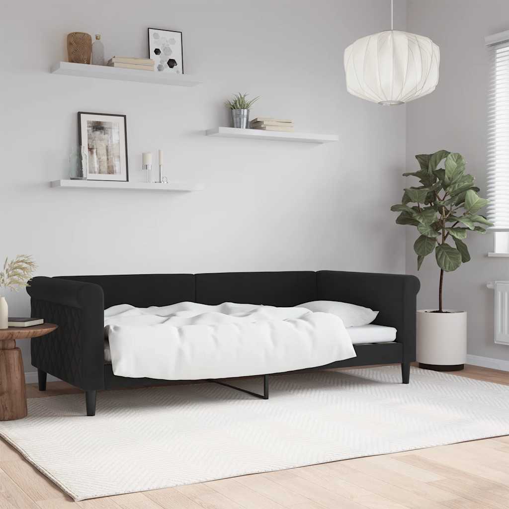 vidaXL Łóżko dzienne, czarne, 90x190 cm, obite aksamitem