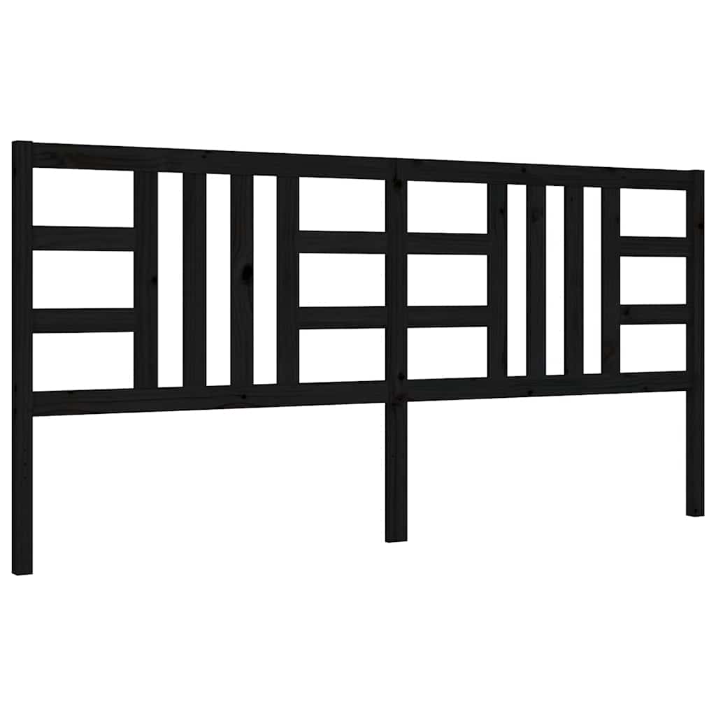 vidaXL Rama łóżka z wezgłowiem, czarna, 200x200 cm, lite drewno