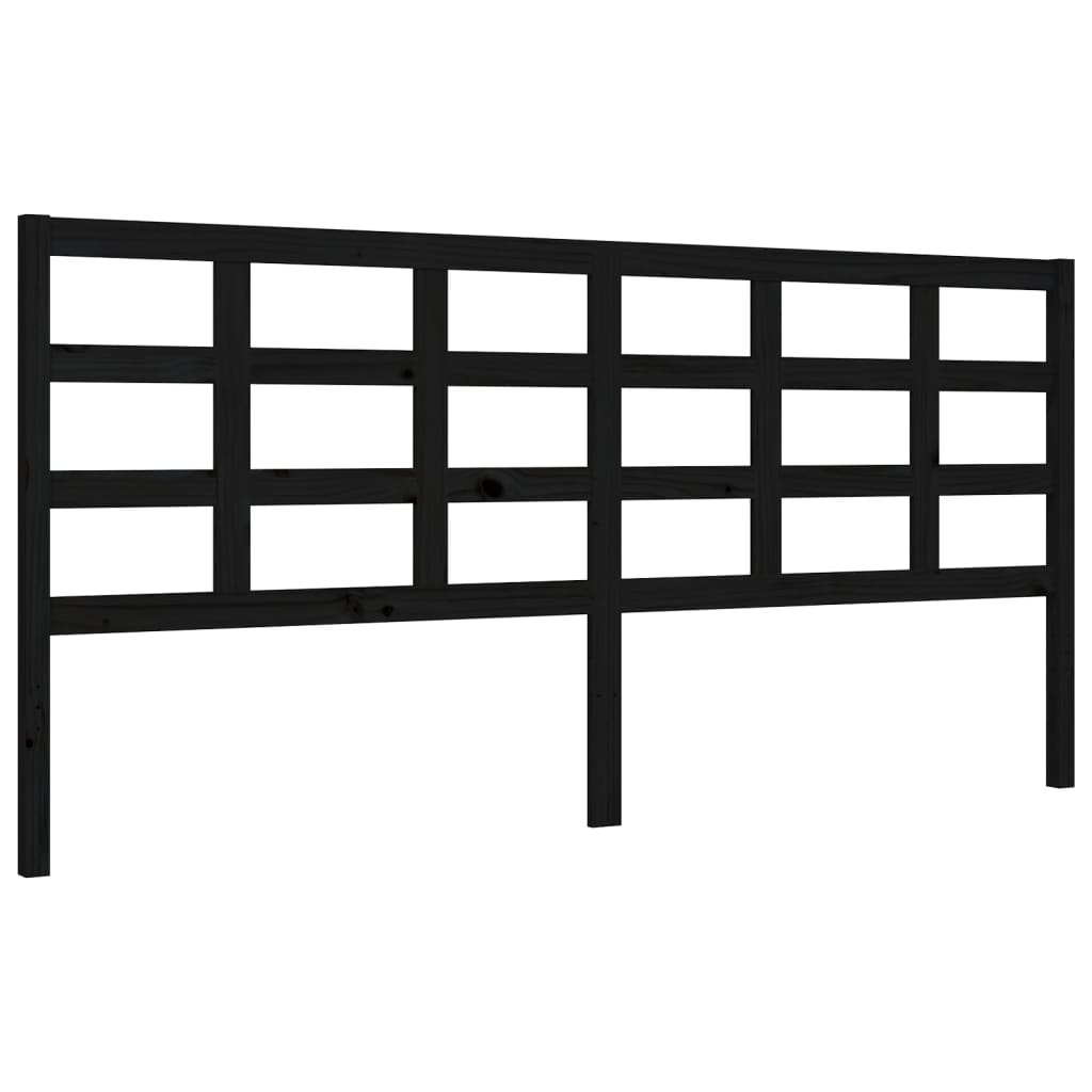 vidaXL Rama łóżka z wezgłowiem, czarna, 200x200 cm, lite drewno