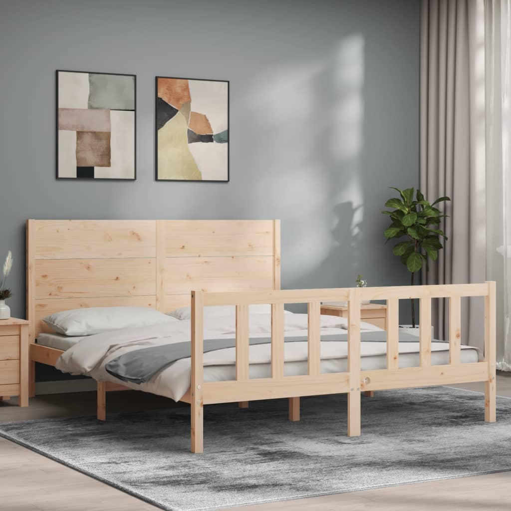 vidaXL Rama łóżka bez materaca, 160x200 cm, lite drewno sosnowe